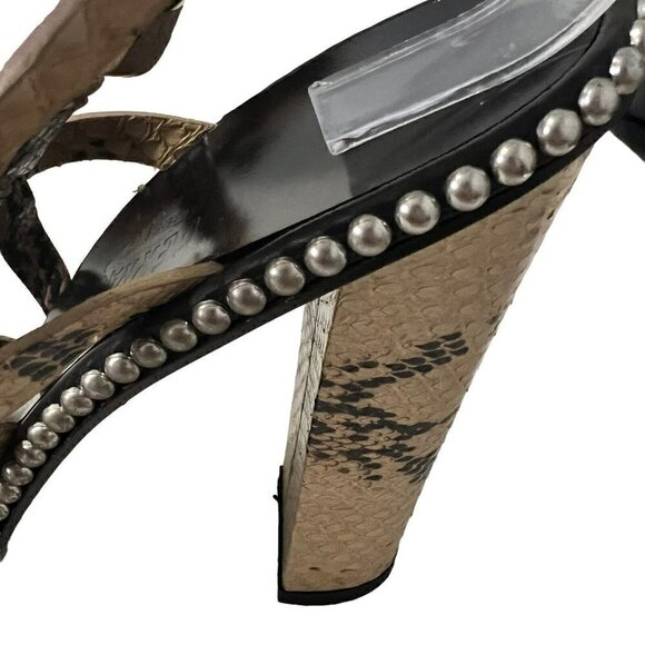 Salvatore Ferragamo Python Snakeprint Sandals Size 10 Bead Details Ankle… - Picture 7 of 13